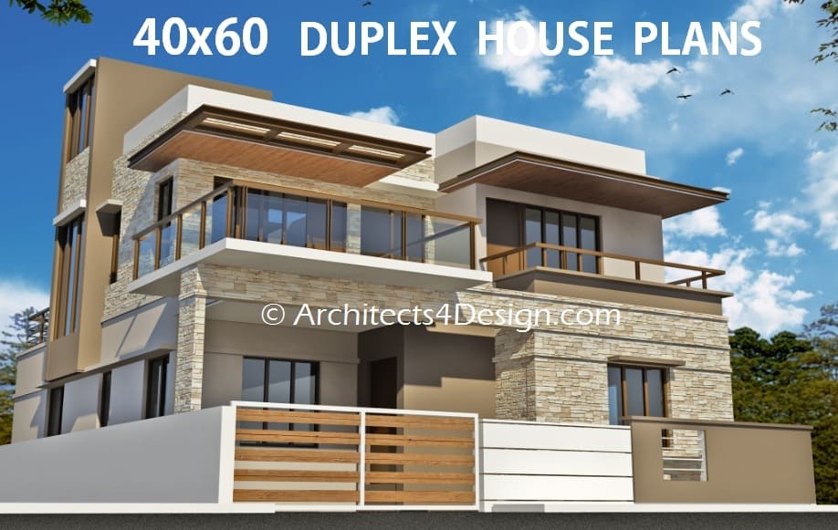 40x60 Duplex House plans concept for 2400 sq ft floor plans elevation
