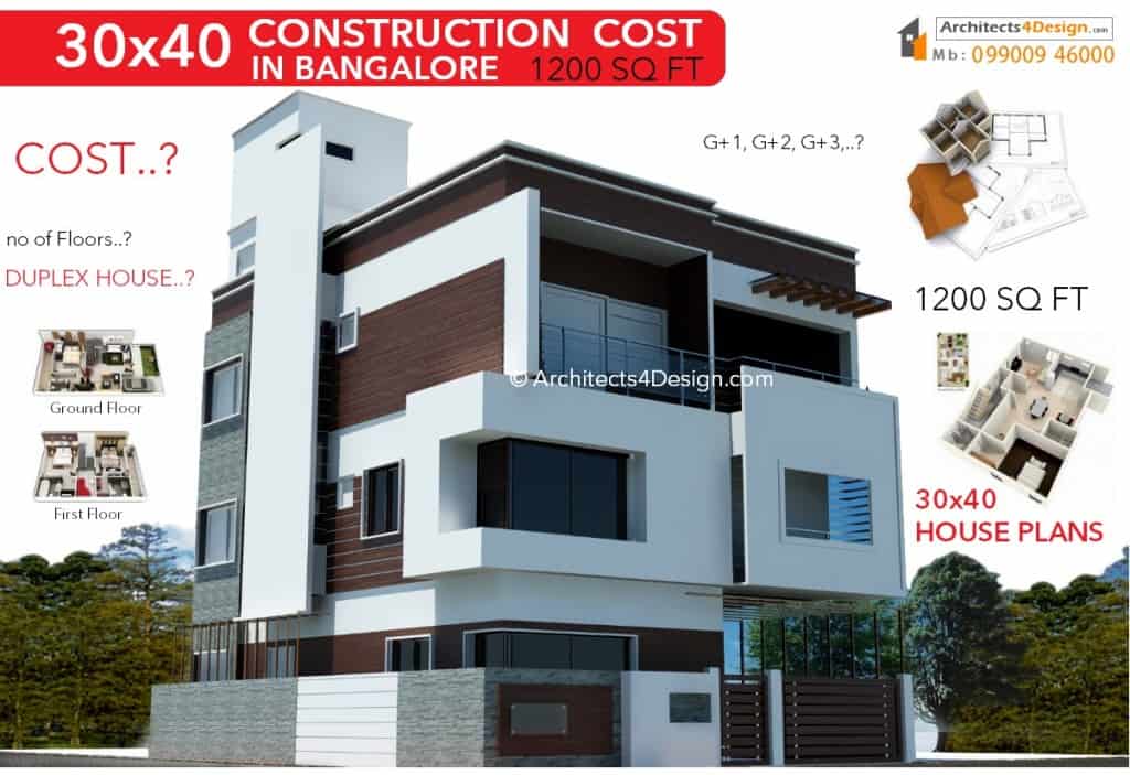 30x40 CONSTRUCTION COST in Bangalore | 30x40 House Construction Cost in