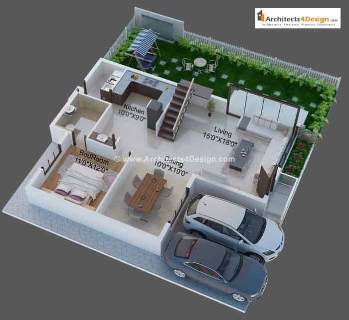 3-bhk-house-plan-in-1200-sq-ft-3d-house-poster