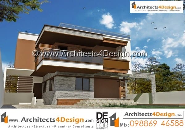 This are large duplex house plans but having small built up area with 20x30 house elevations with 3 car parking and 3bhk with internal staircase and an large balcony overseeing the garden area.