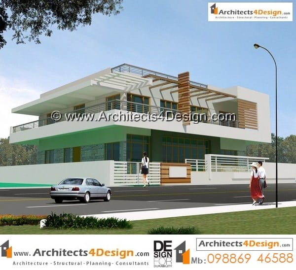 Design of 50 x 80 house plans with contemporary building elevation for G+1 floor duplex house plan