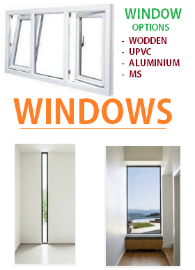 windows options like steel wooden upvc aluminium