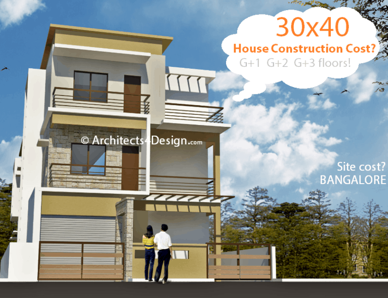 30×40 House Construction cost in Bangalore on G+1 G+2 G+3 G+4 Floors